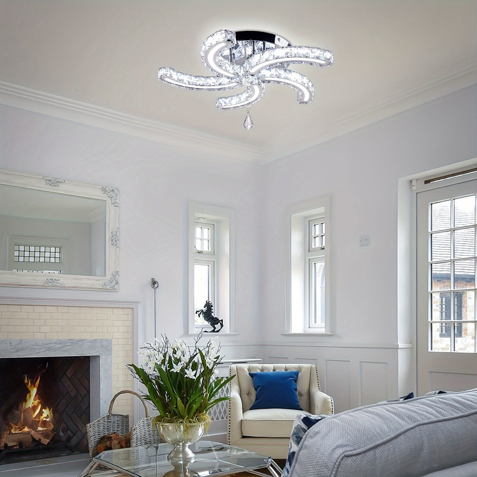 Semi Flush ceiling crystal light fixtures