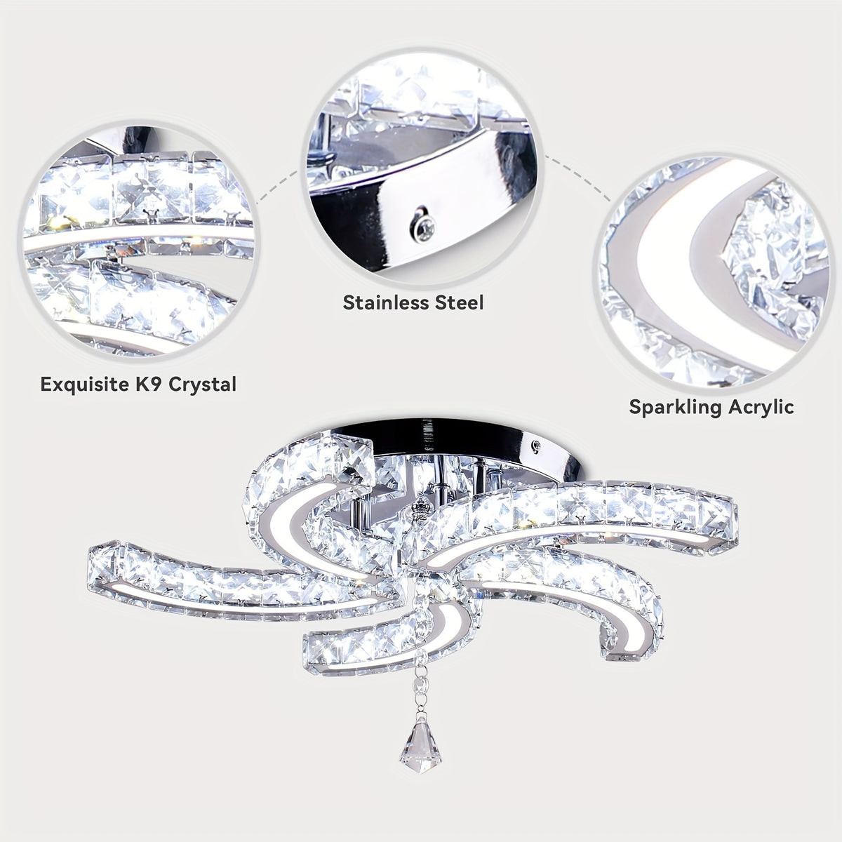 Semi Flush ceiling crystal light fixtures