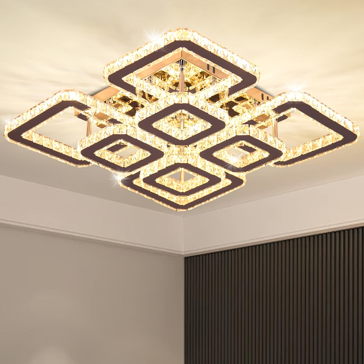 Square Geometric Flush Mount Chandelier
