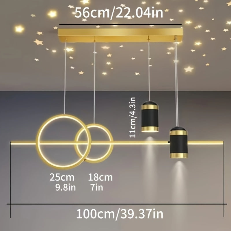 Dimmable long Ring Pendant Light fixture