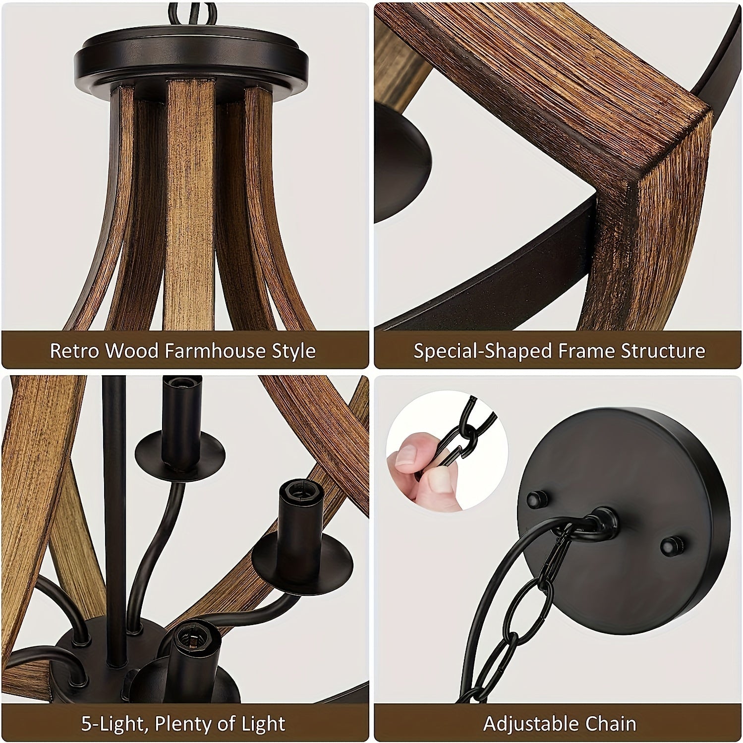 Candle Style Wood Chandelier Light Fixtures