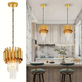 Modern round crystal pendant chandelier
