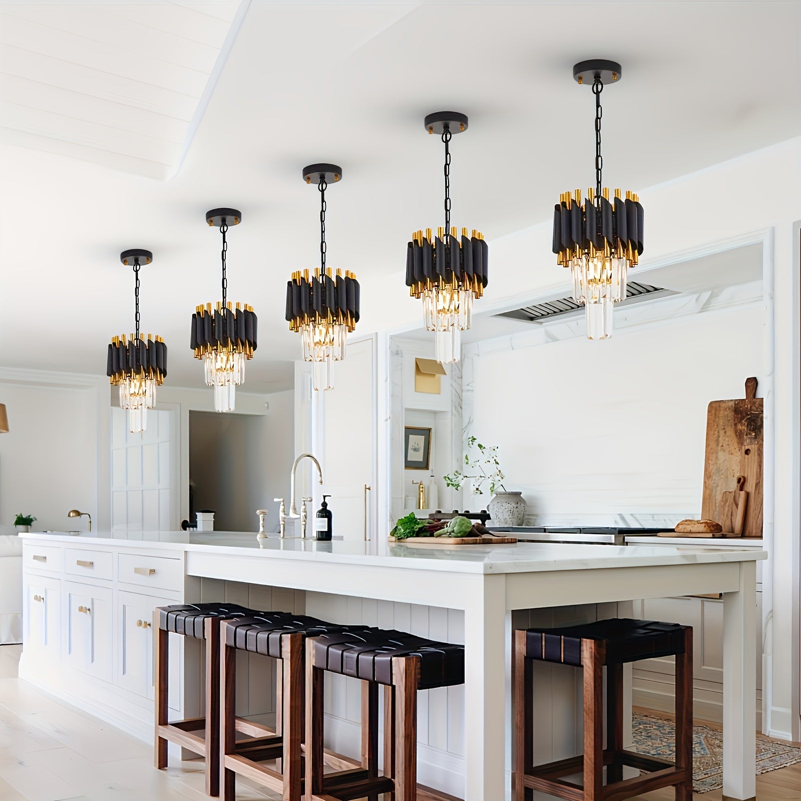 Modern round crystal pendant chandelier