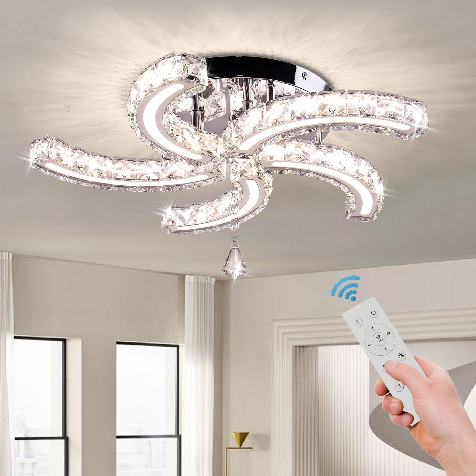 Semi Flush ceiling crystal light fixtures