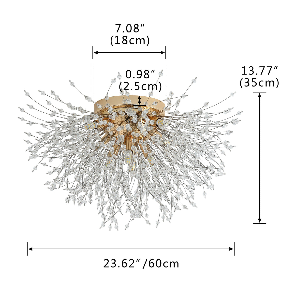 Crystal Dandelion Ceiling Mount Chandelier