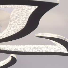 Detailed view of textured acrylic light panels with integrated LEDs, showcasing curved edges and bright, diffused illumination