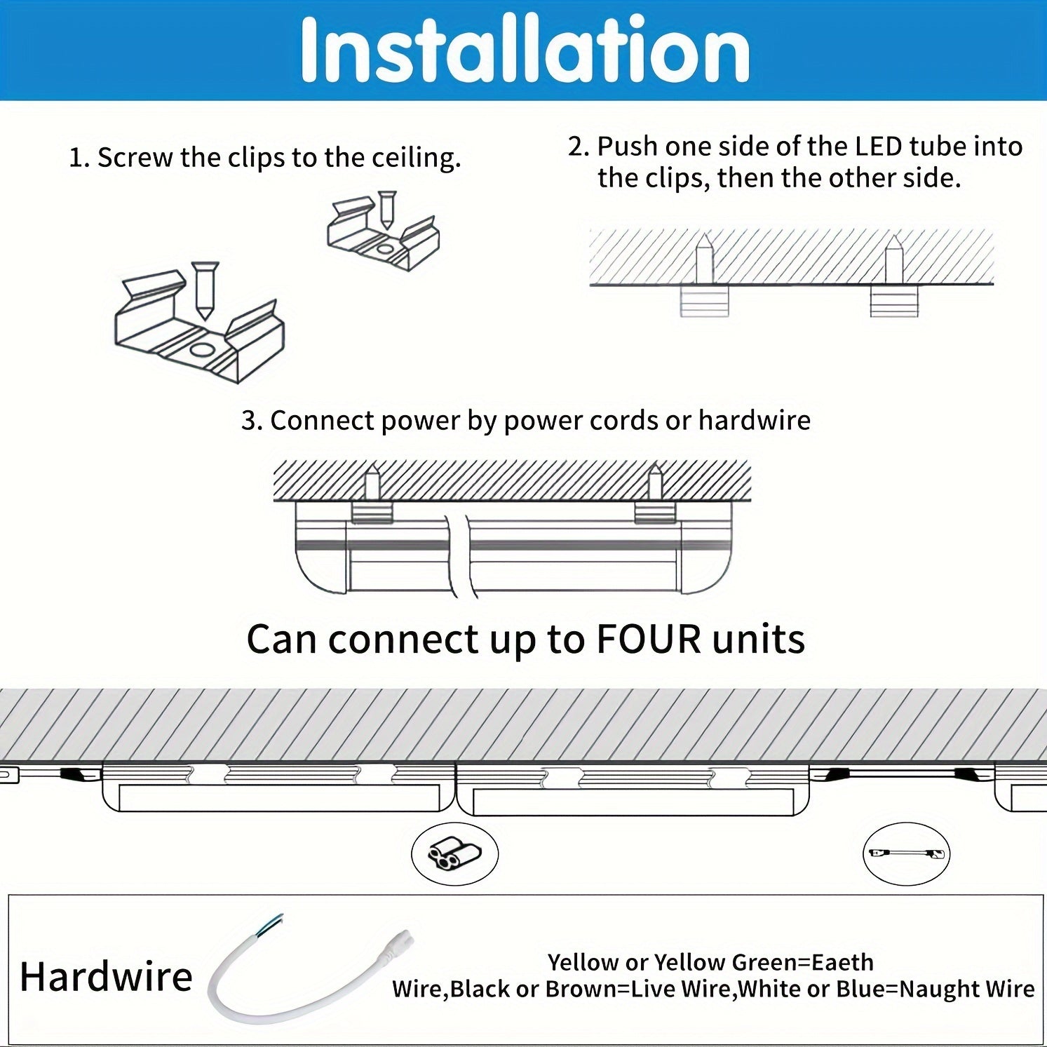 Linkable Fluorescent Tube Light Fixtures