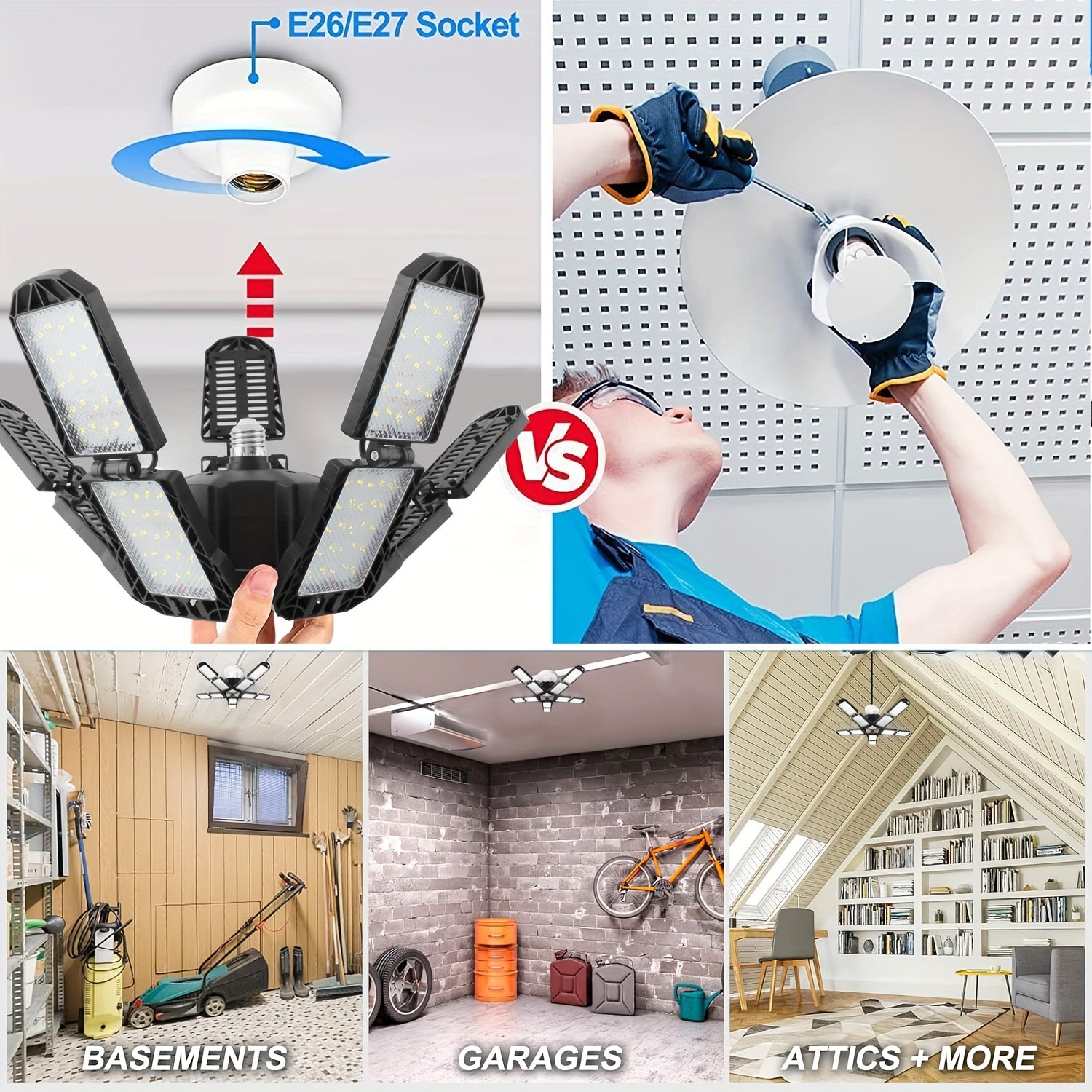 Deformable LED Light Fixtures For Garages