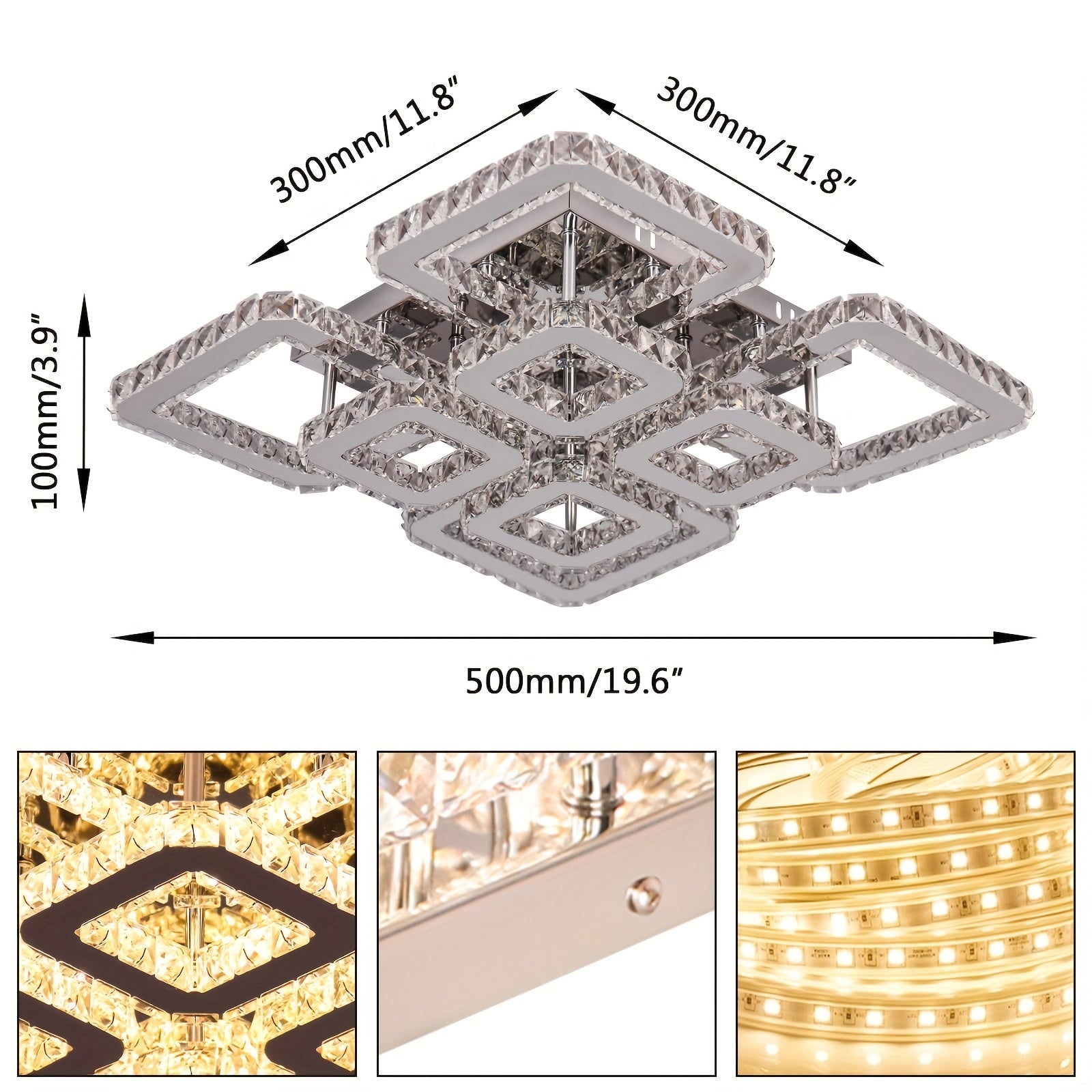Square Geometric Flush Mount Chandelier