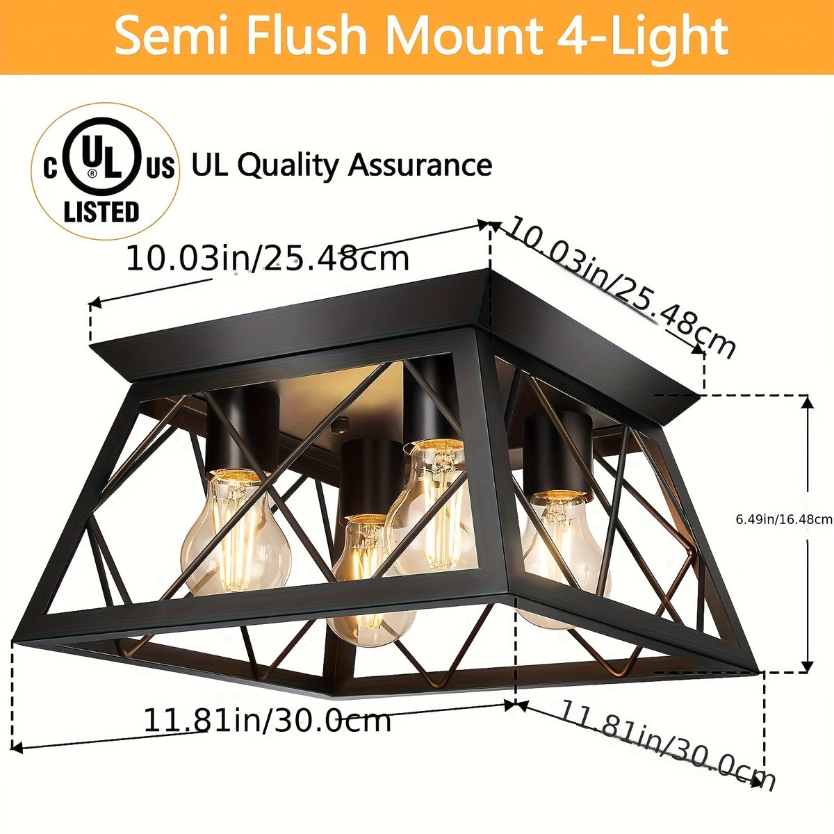 Farmhouse Rustic Cage Ceiling Light Fixture