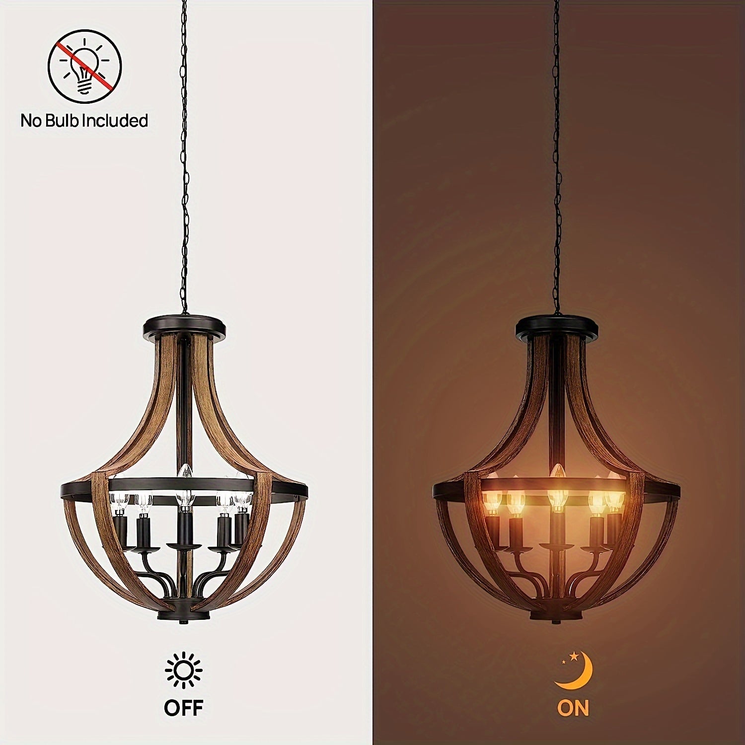 Candle Style Wood Chandelier Light Fixtures
