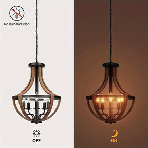 Candle Style Wood Chandelier Light Fixtures