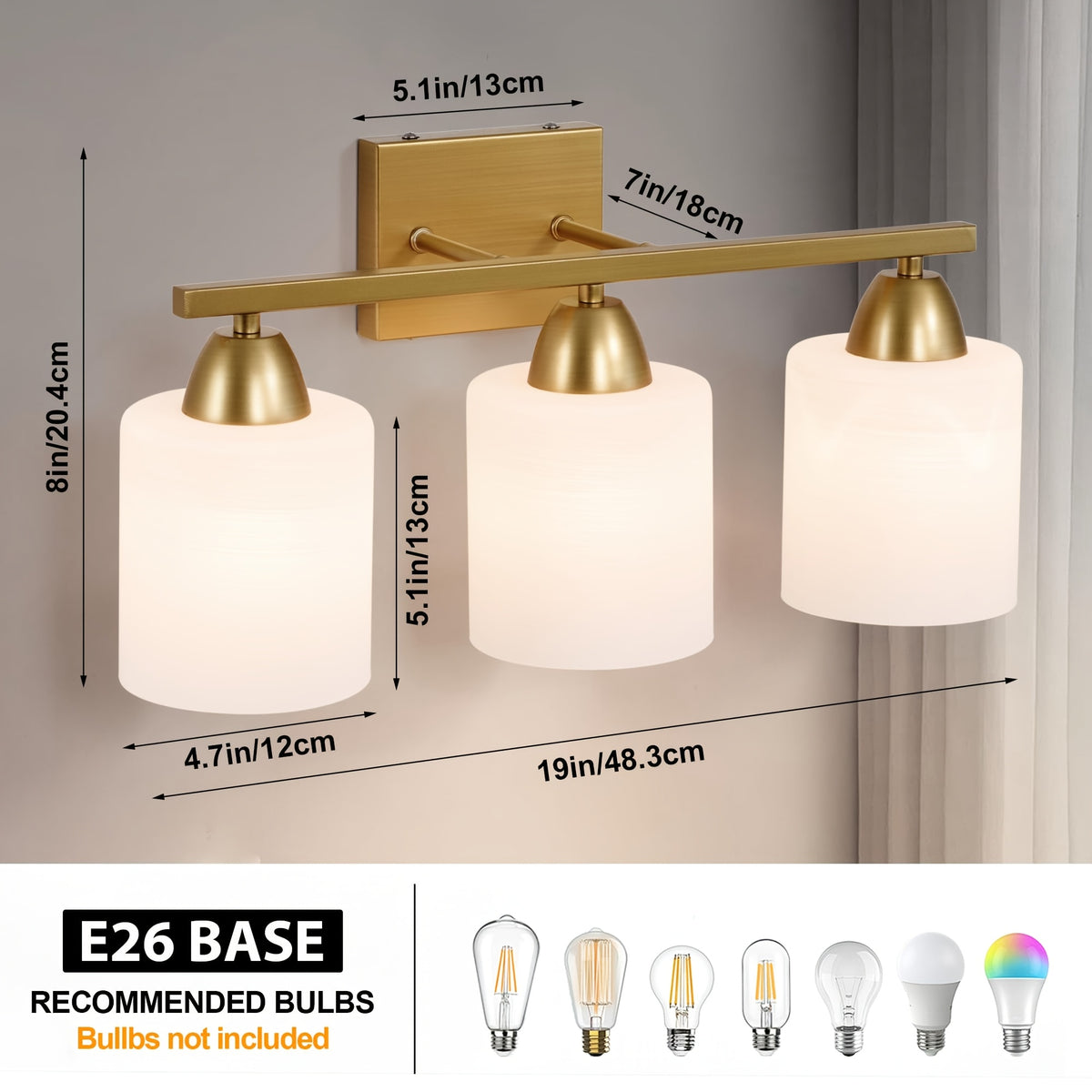3-Light Bathroom Wall Sconce