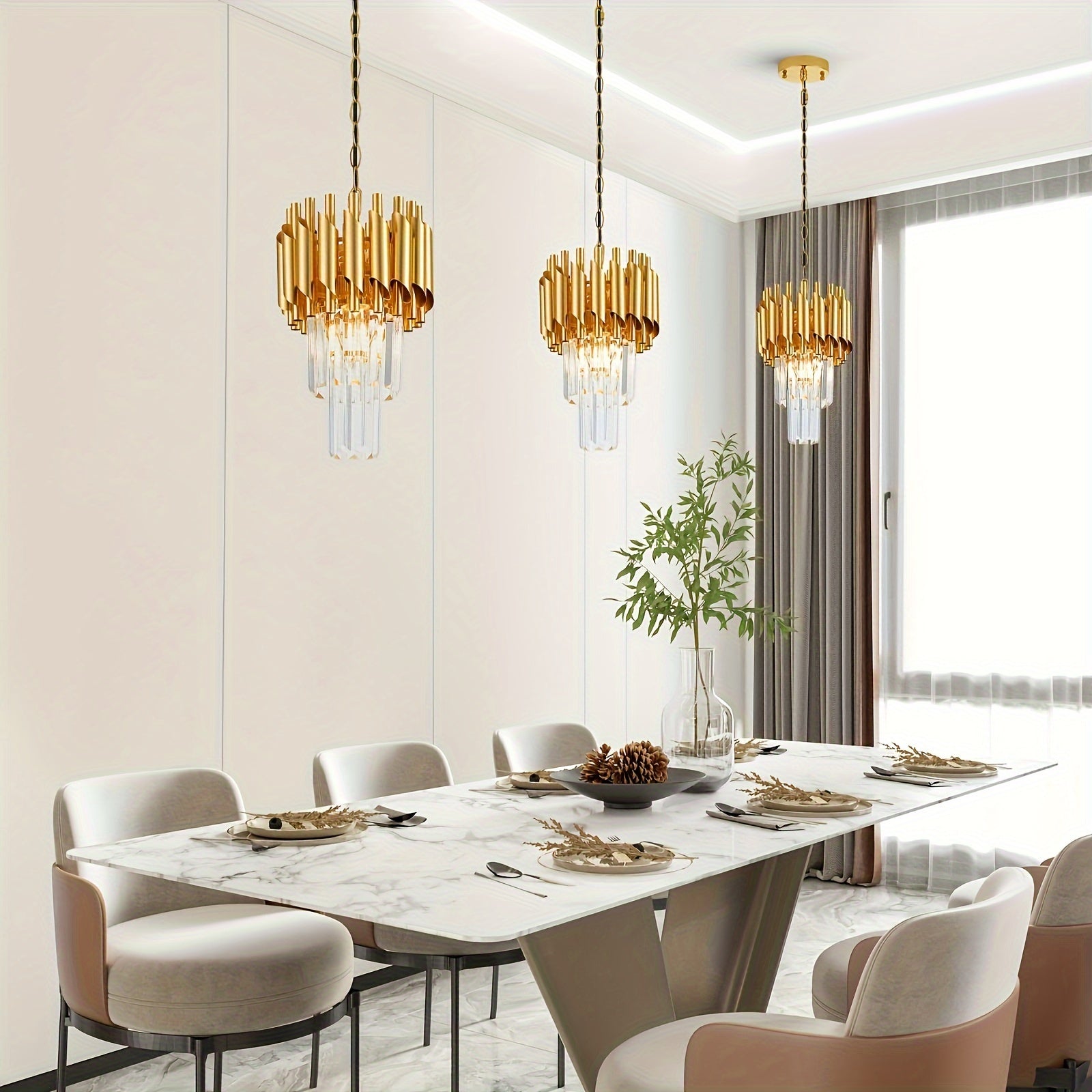 Modern round crystal pendant chandelier