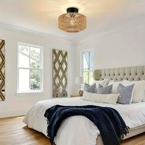 Rattan Light Fixture Dining Room