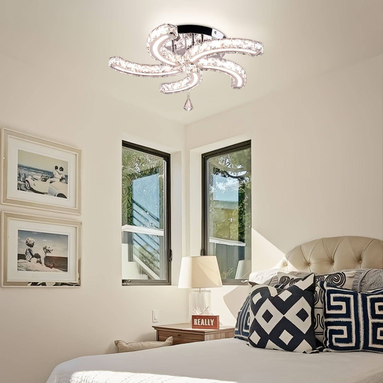 Semi Flush ceiling crystal light fixtures