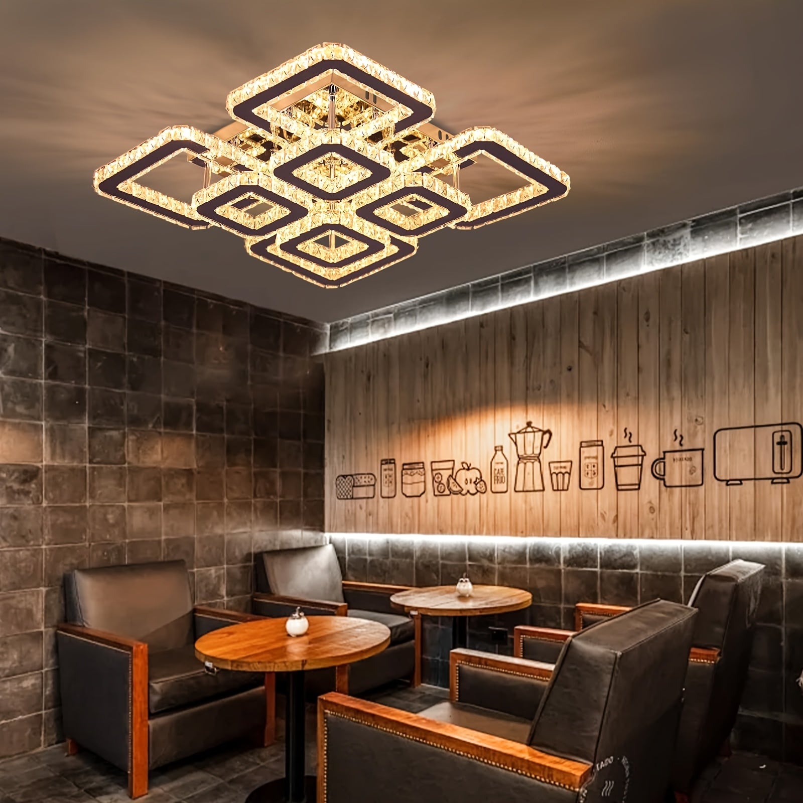 Square Geometric Flush Mount Chandelier