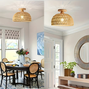 Rattan Dome Bamboo Light Fixtures