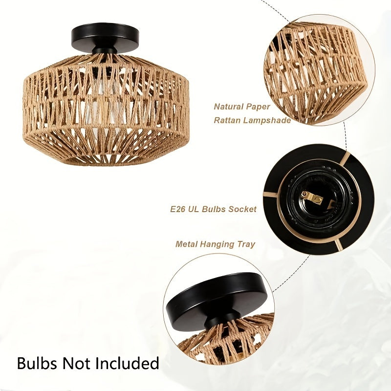 Rattan Light Fixture Dining Room