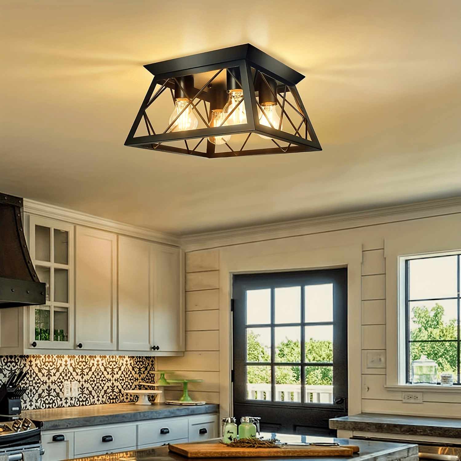 Farmhouse Rustic Cage Ceiling Light Fixture