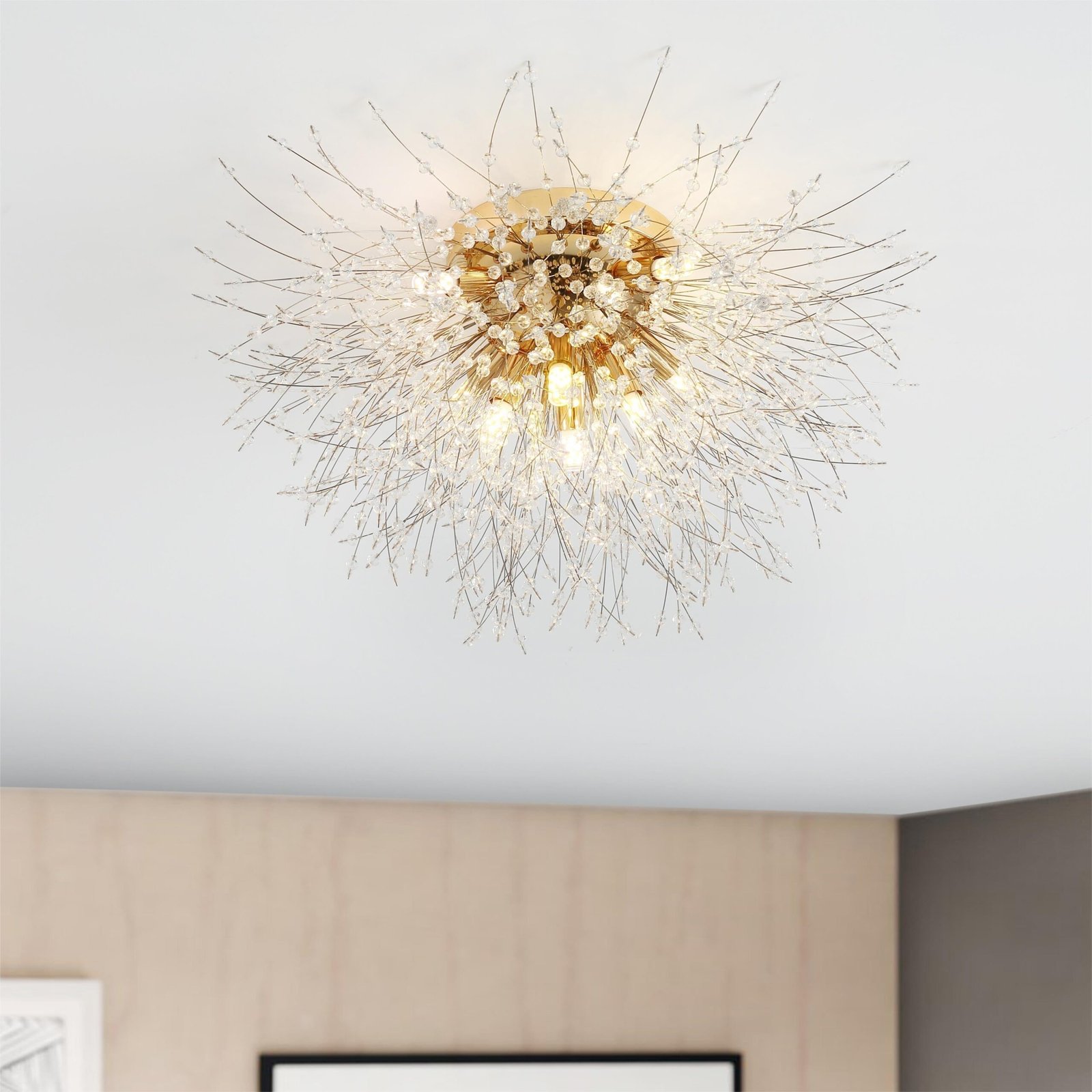 Crystal Dandelion Ceiling Mount Chandelier