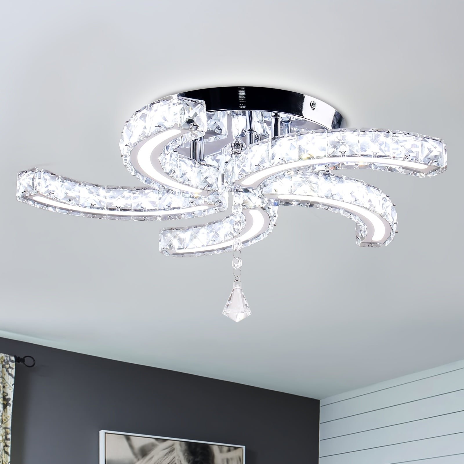 Semi Flush ceiling crystal light fixtures