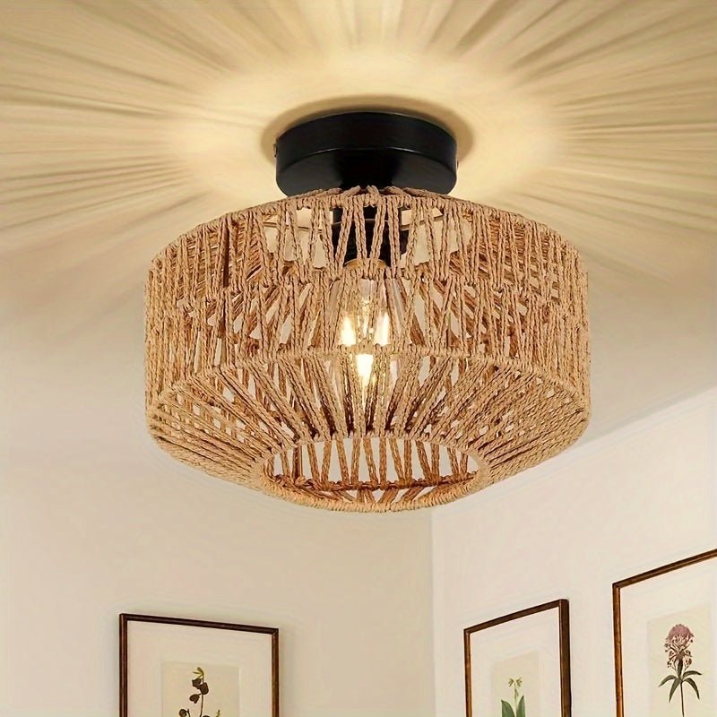 Rattan Light Fixture Dining Room